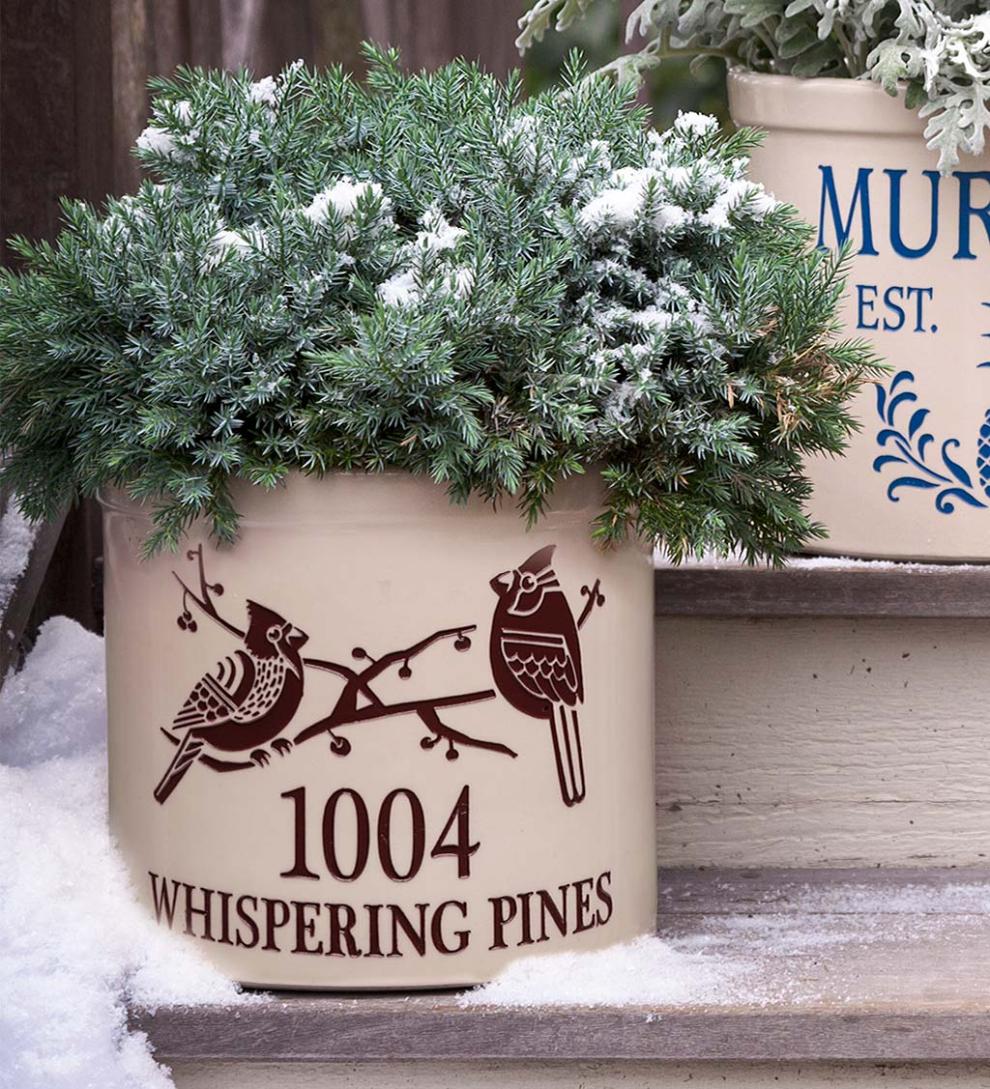 Plow &amp; Hearth Home Accents | Indoor Living Cardinal Address Stoneware Crock - Red