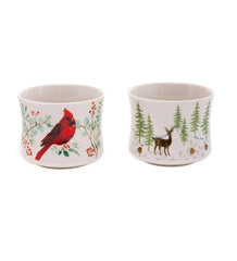 Plow &amp; Hearth Home Accents | Indoor Living Cardinal And Deer Holiday Ceramic Oil Candles, Set Of 2