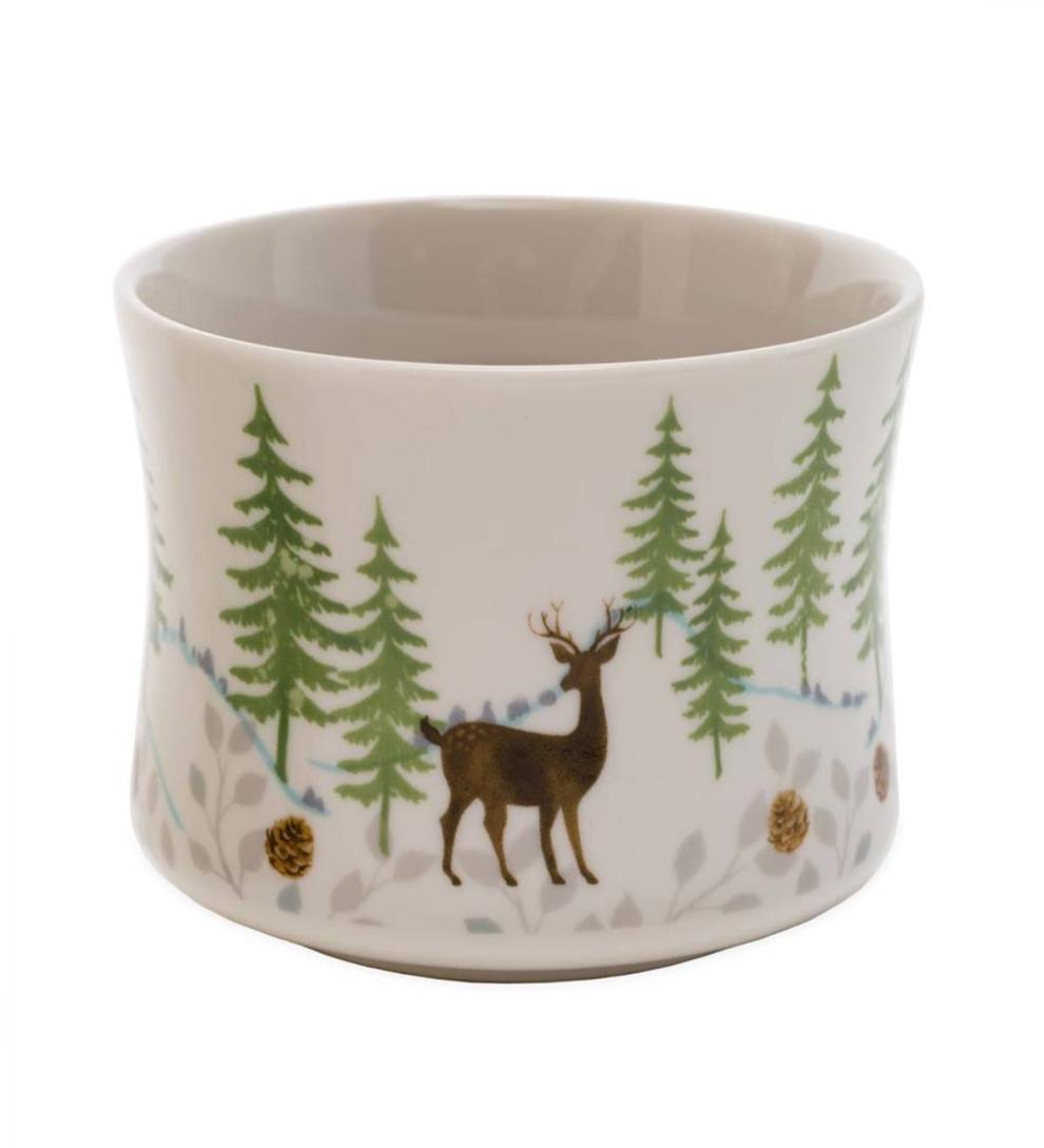 Plow &amp; Hearth Home Accents | Indoor Living Cardinal And Deer Holiday Ceramic Oil Candles, Set Of 2