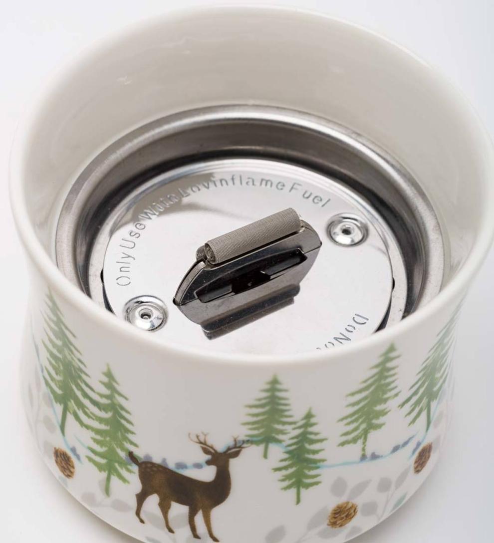 Plow &amp; Hearth Home Accents | Indoor Living Cardinal And Deer Holiday Ceramic Oil Candles, Set Of 2