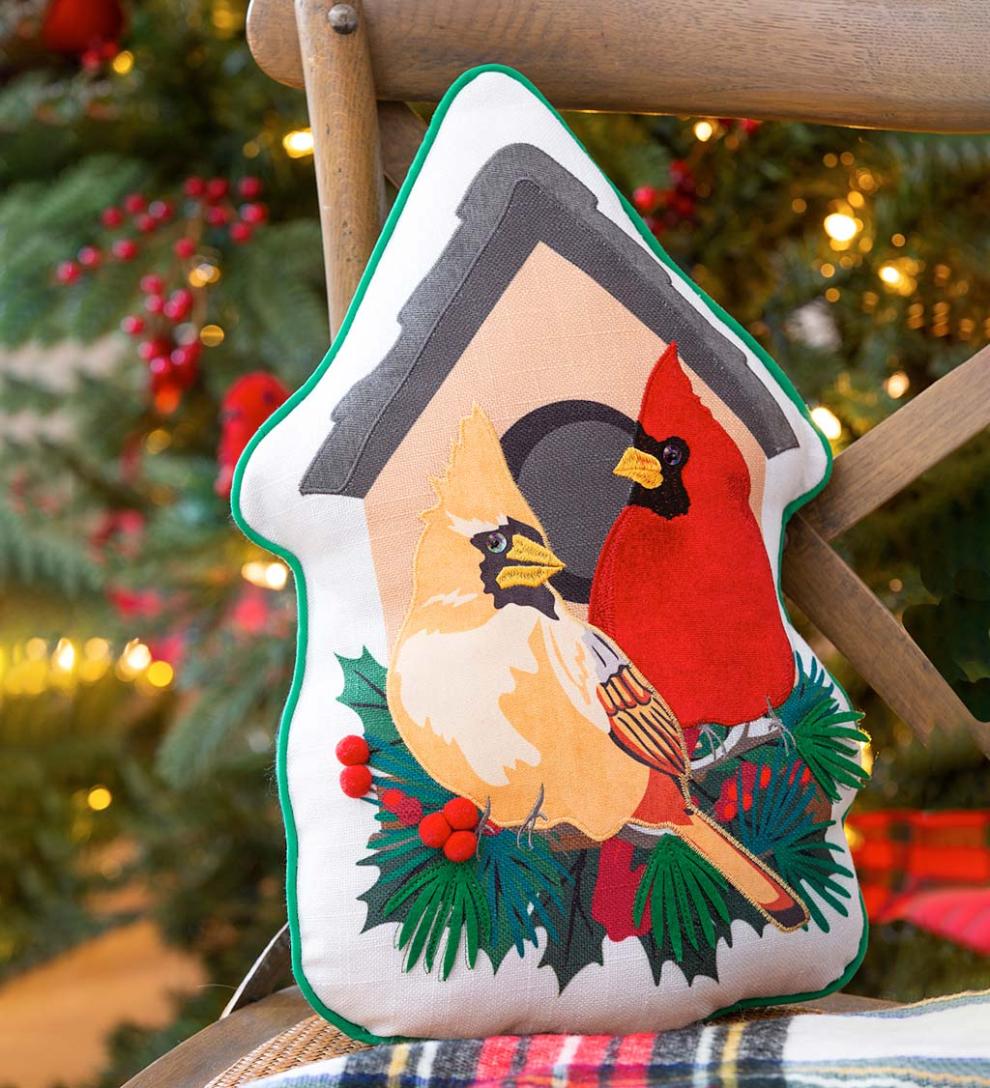 Plow &amp; Hearth Home Accents | Indoor Living Cardinal Couple Birdhouse Shaped Pillow