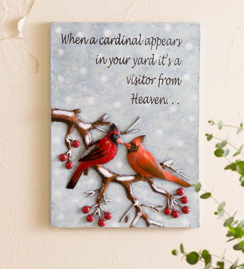 Plow &amp; Hearth Home Accents | Indoor Living Cardinal Message Recycled Metal Wall Art