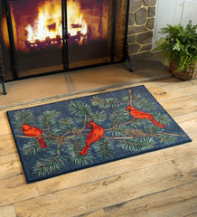 Plow &amp; Hearth Home Accents | Indoor Living Cardinals On A Pine Bough Rug