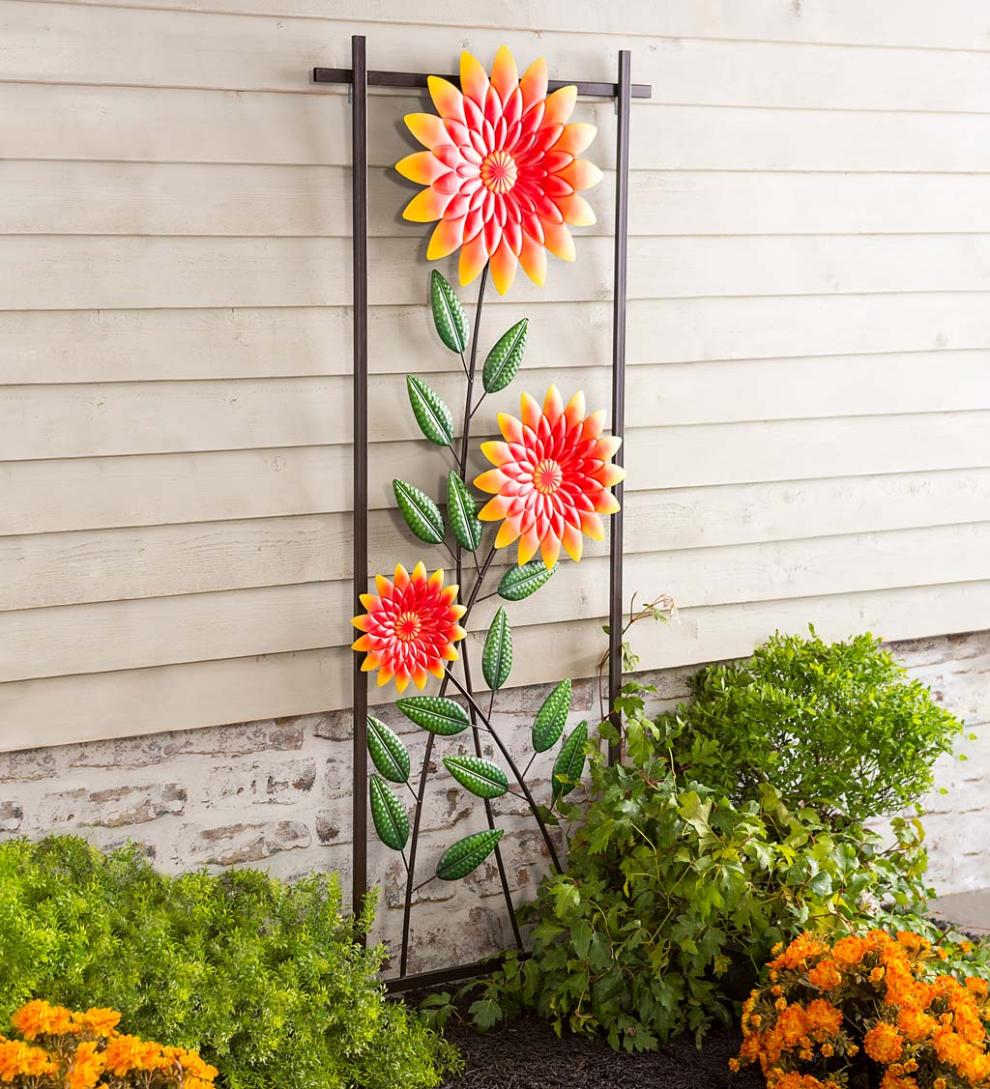 Plow &amp; Hearth Home Accents | Indoor Living Chrysanthemum Garden Metal Trellis/Wall Art