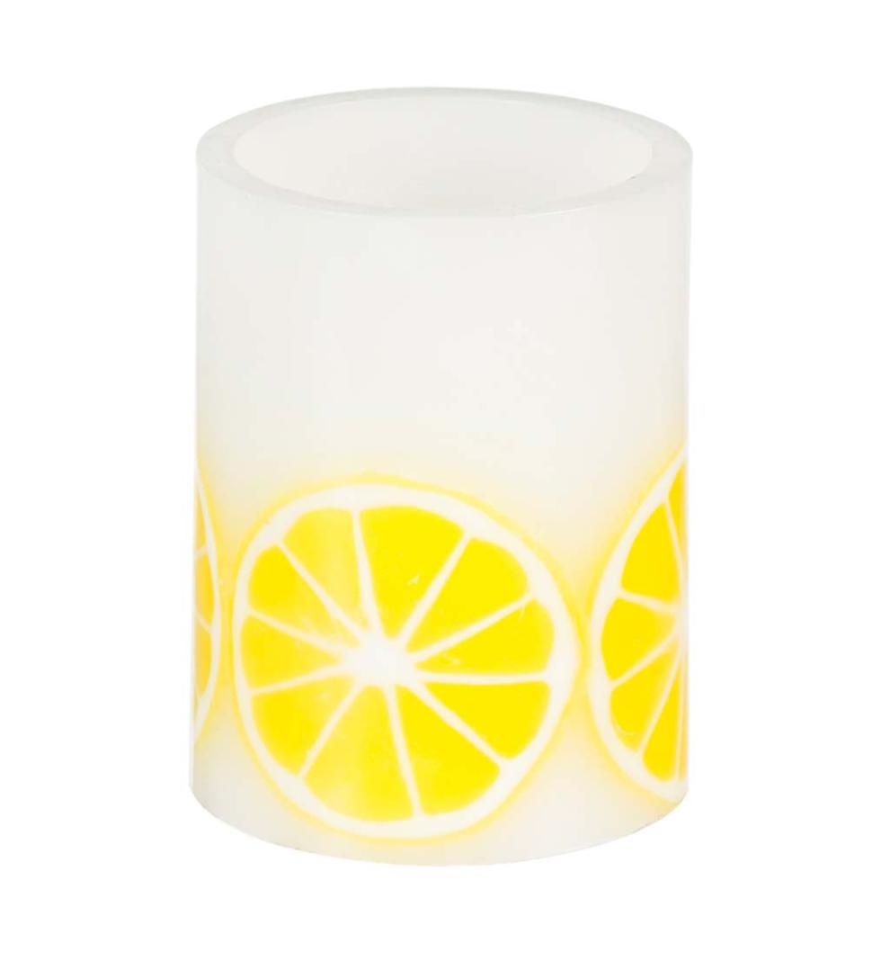 Plow &amp; Hearth Home Accents | Indoor Living Citrus Fruit Led Wax Battery-Operated Pillar Candles, Set Of 3
