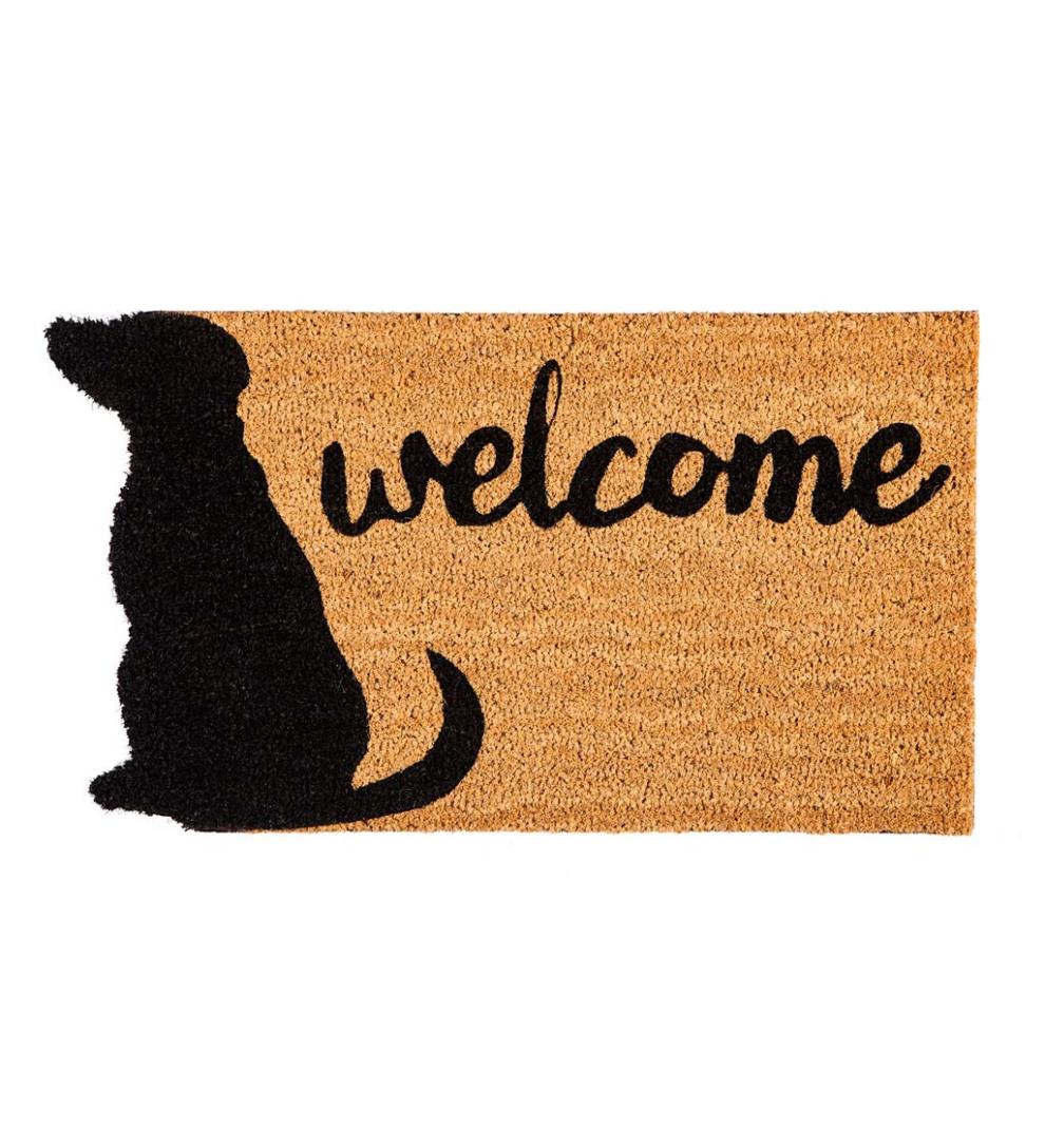 Plow &amp; Hearth Home Accents | Indoor Living Coir Fiber Dog Silhouette Welcome Mat