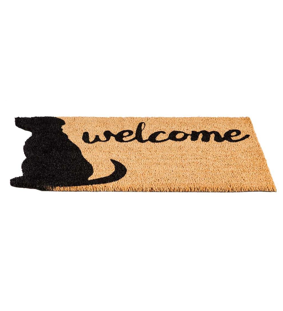 Plow &amp; Hearth Home Accents | Indoor Living Coir Fiber Dog Silhouette Welcome Mat