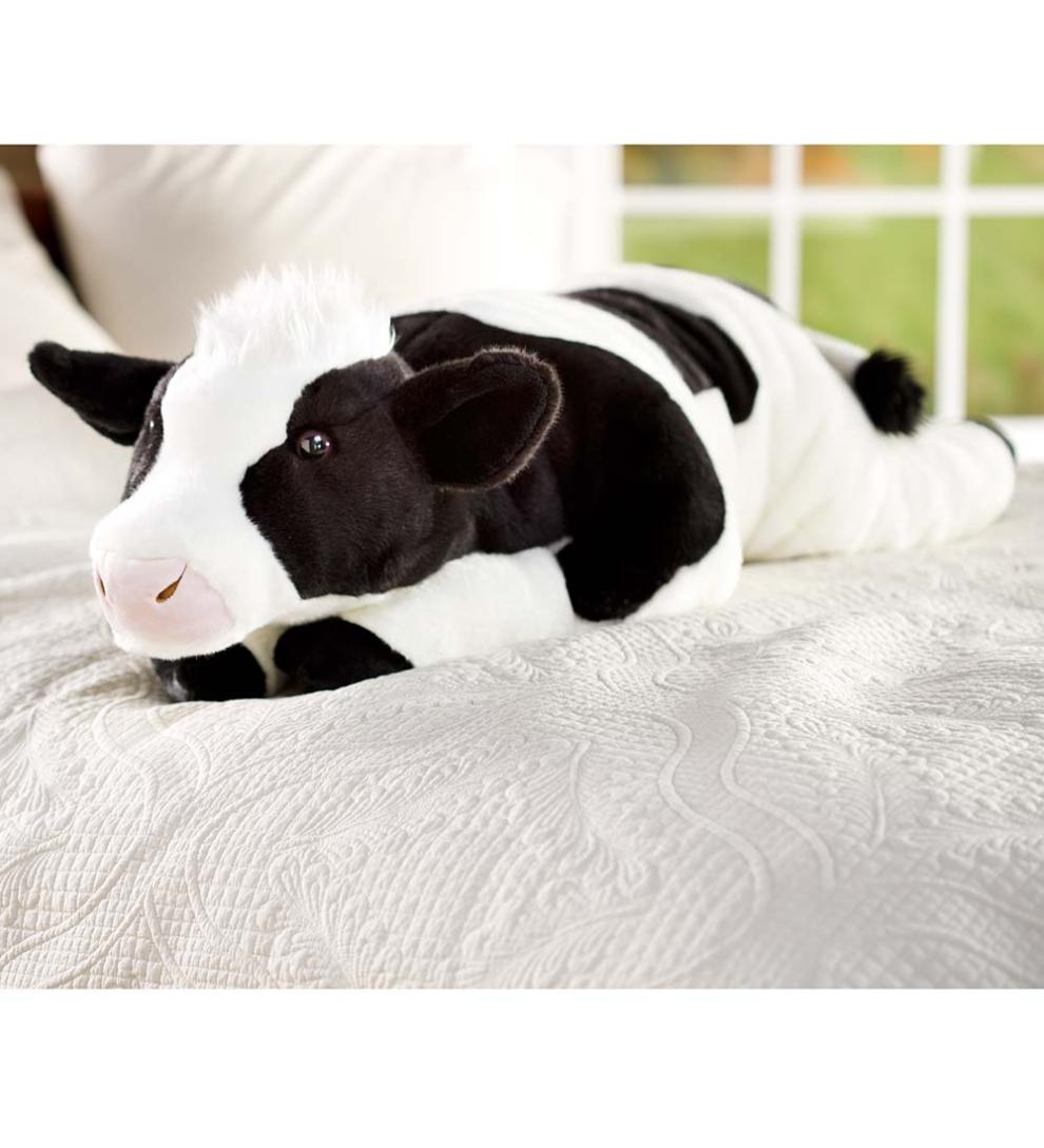 Plow &amp; Hearth Home Accents | Indoor Living Cow Plush Cuddle Animal Body Pillow