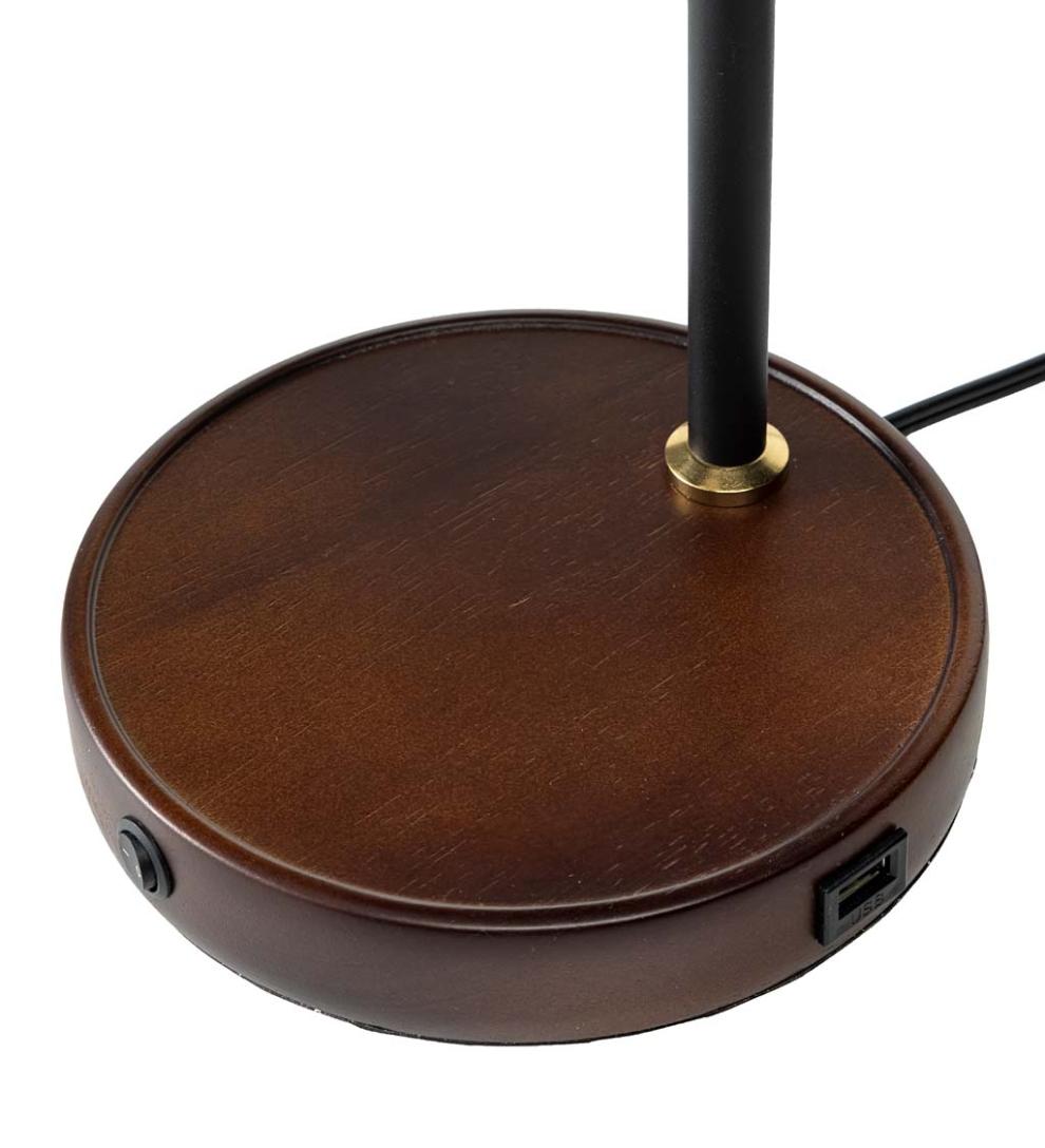 Plow &amp; Hearth Home Accents | Indoor Living Desk Lamp With Usb Port And Fabric Shade