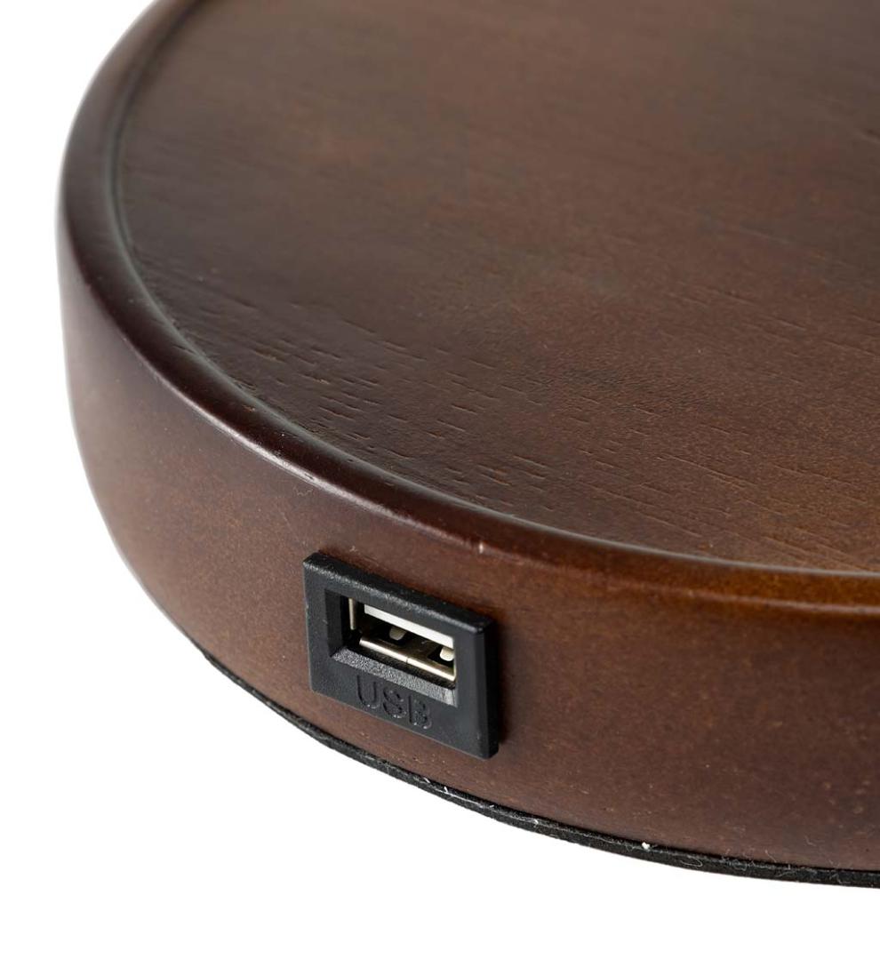 Plow &amp; Hearth Home Accents | Indoor Living Desk Lamp With Usb Port And Fabric Shade