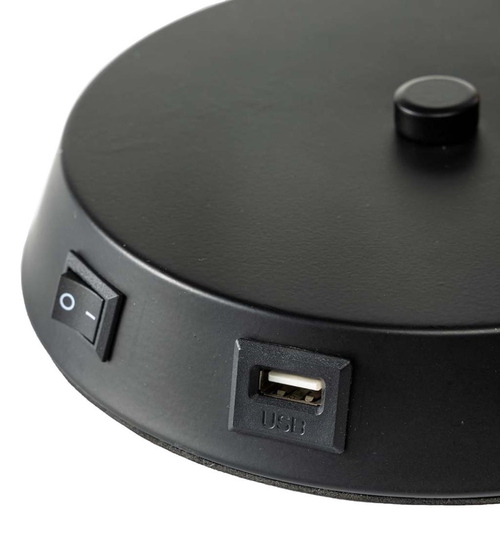 Plow &amp; Hearth Home Accents | Indoor Living Desk Lamp With Usb Port And Glass Shade