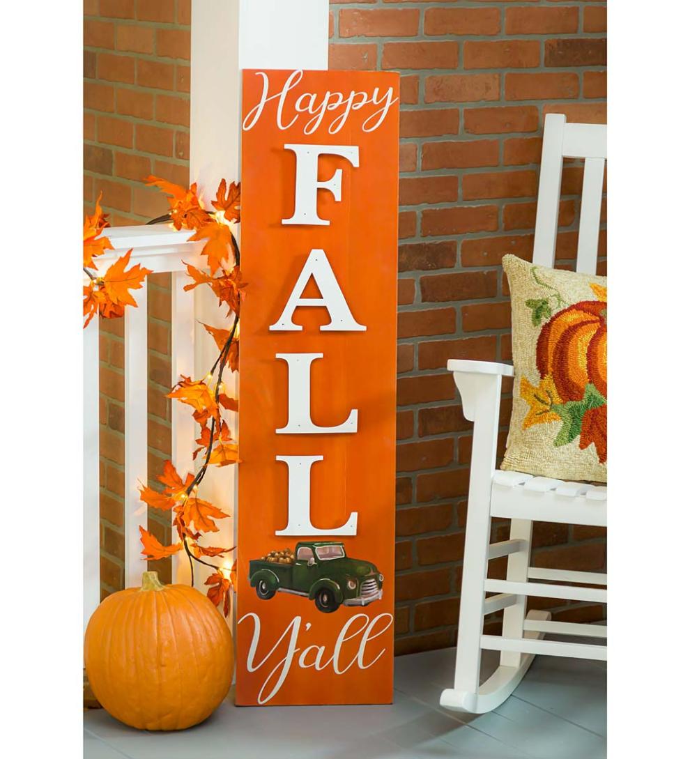 Plow &amp; Hearth Home Accents | Indoor Living Double-Sided Fall/Holiday Greeting Wooden Standing Porch Leaner