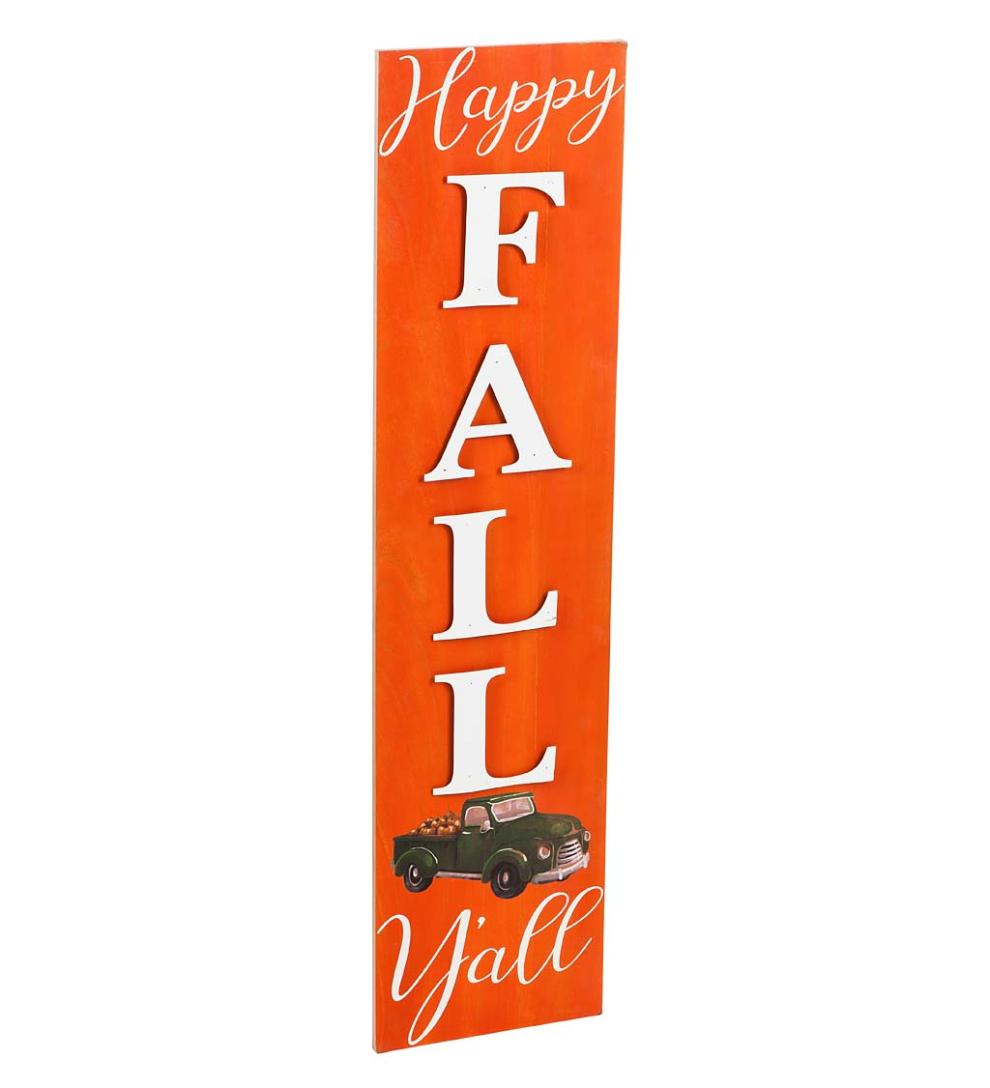 Plow &amp; Hearth Home Accents | Indoor Living Double-Sided Fall/Holiday Greeting Wooden Standing Porch Leaner