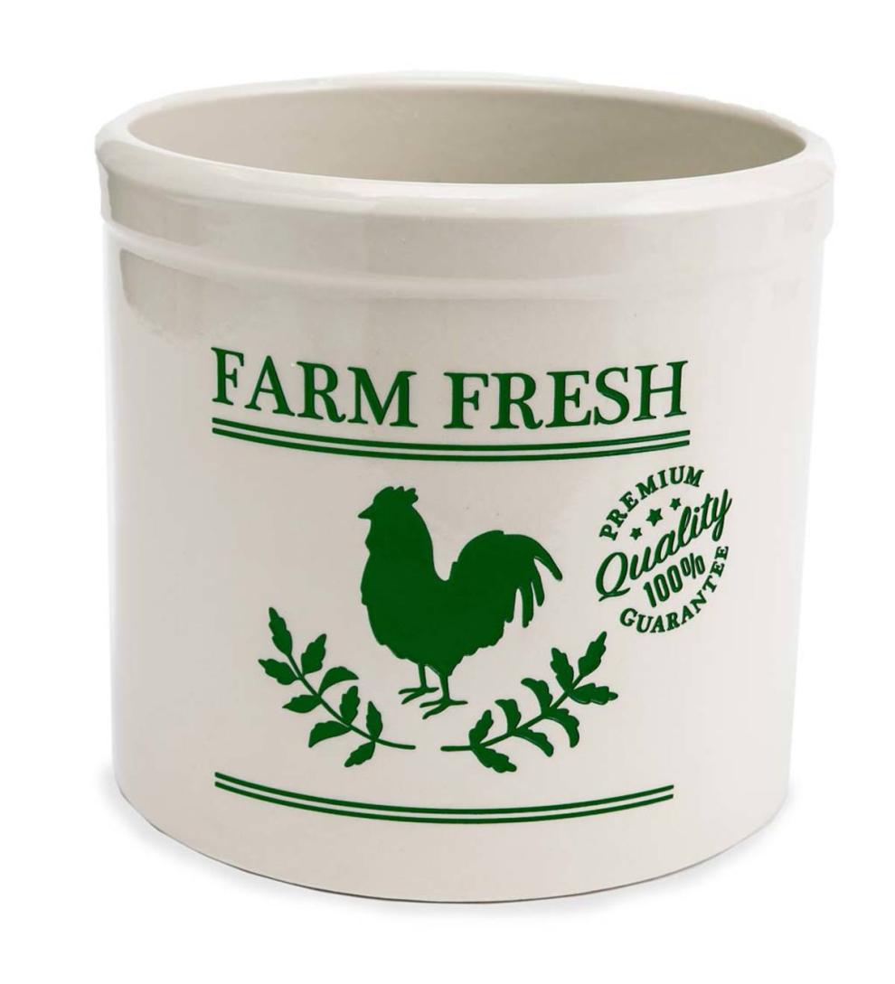 Plow &amp; Hearth Home Accents | Indoor Living Farm Fresh Rooster Stoneware Crock - Black