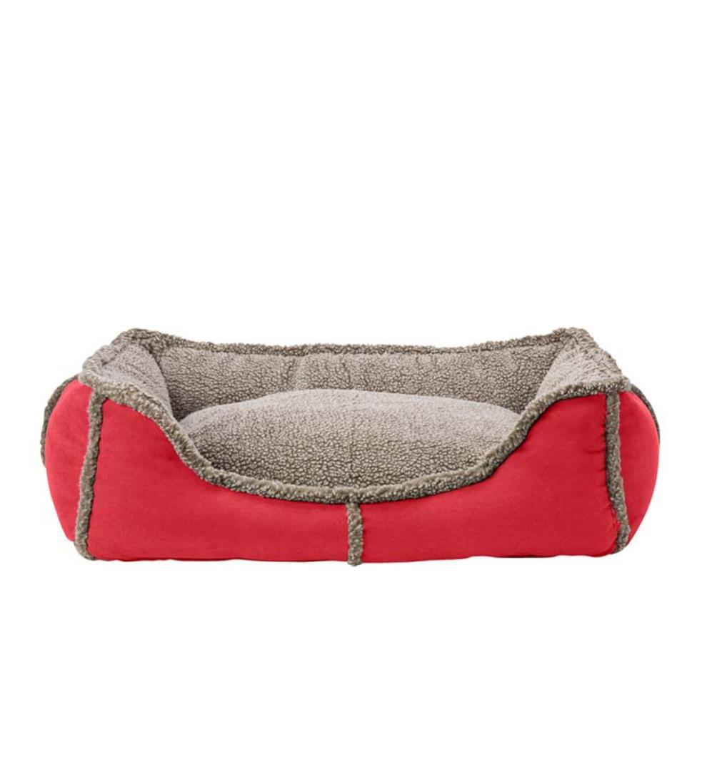 Plow &amp; Hearth Home Accents | Indoor Living Faux Suede And Berber Rectangular Dog Bed
