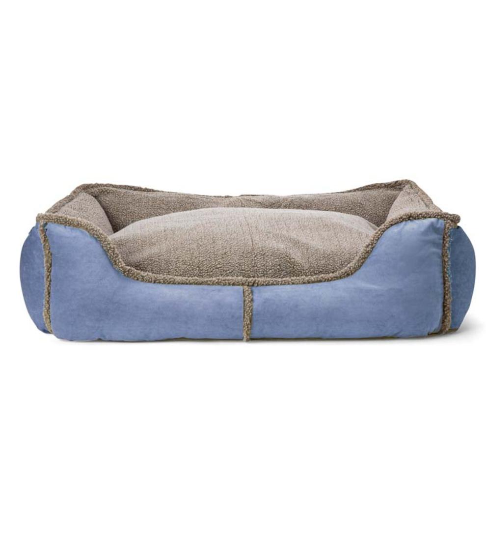 Plow &amp; Hearth Home Accents | Indoor Living Faux Suede And Berber Rectangular Dog Bed