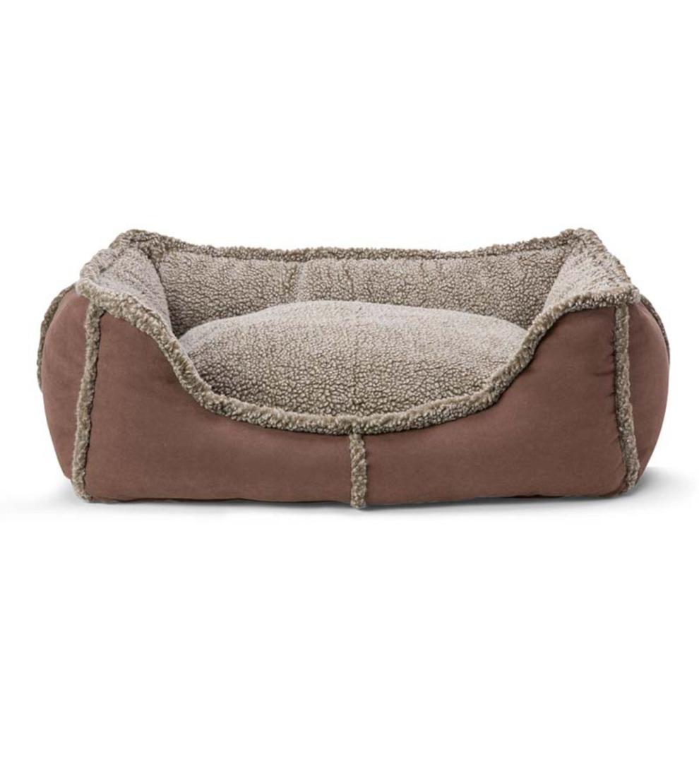 Plow &amp; Hearth Home Accents | Indoor Living Faux Suede And Berber Rectangular Dog Bed