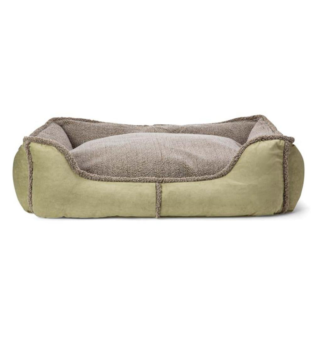 Plow &amp; Hearth Home Accents | Indoor Living Faux Suede And Berber Rectangular Dog Bed