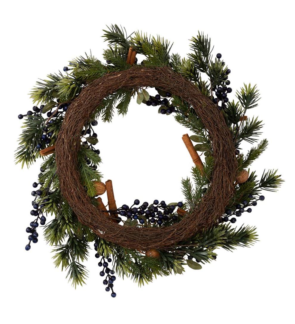 Plow &amp; Hearth Home Accents | Indoor Living Frosted Blueberry Holiday Wreath