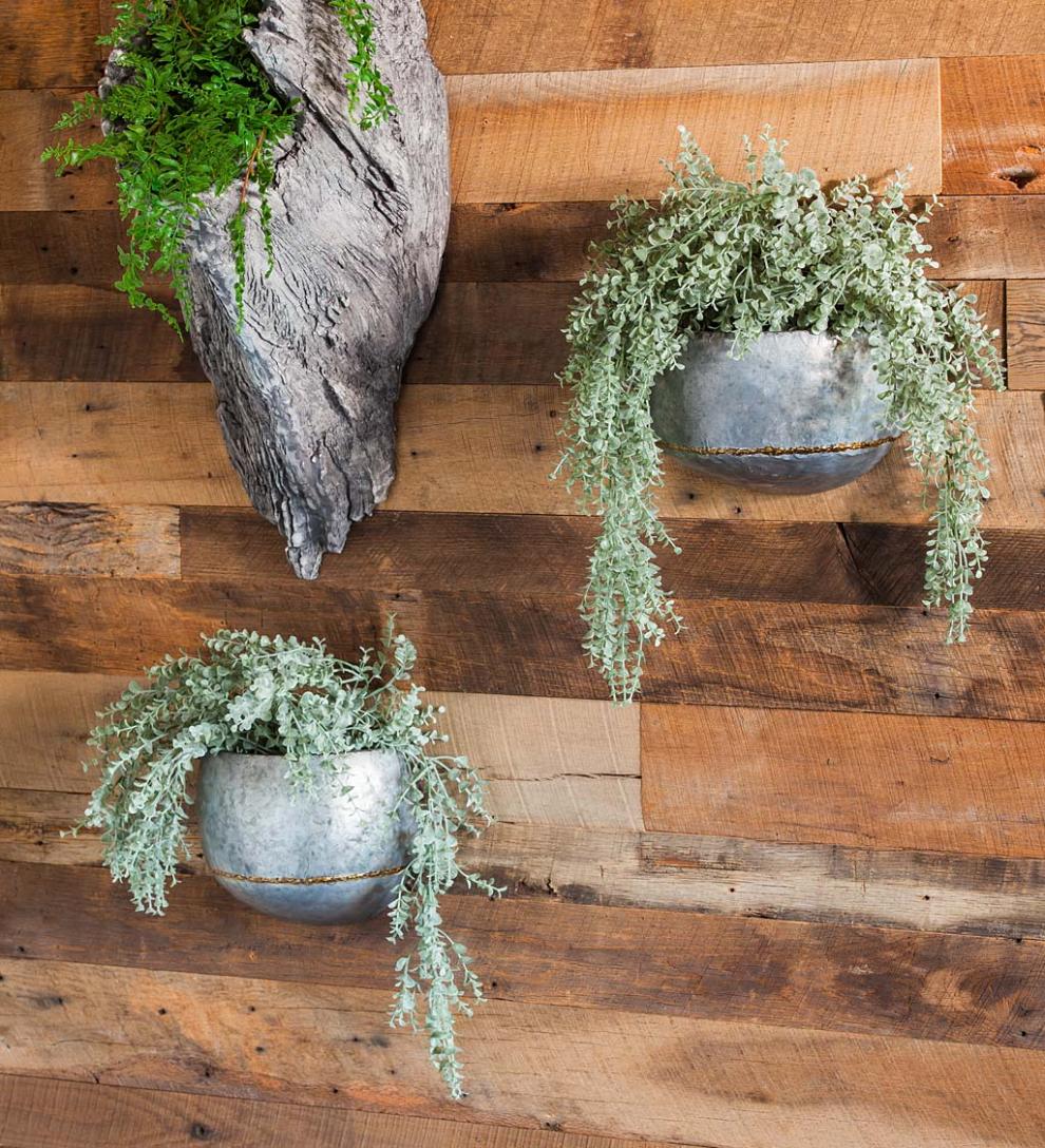 Plow &amp; Hearth Home Accents | Indoor Living Galvanized Metal Wall Planters, Set Of 2
