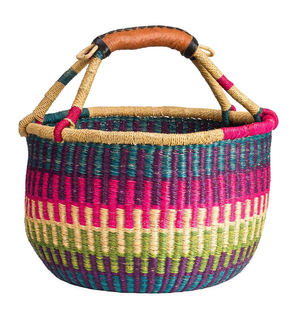 Plow &amp; Hearth Home Accents | Indoor Living Ghanaian Variant Striped Bolga Market Basket