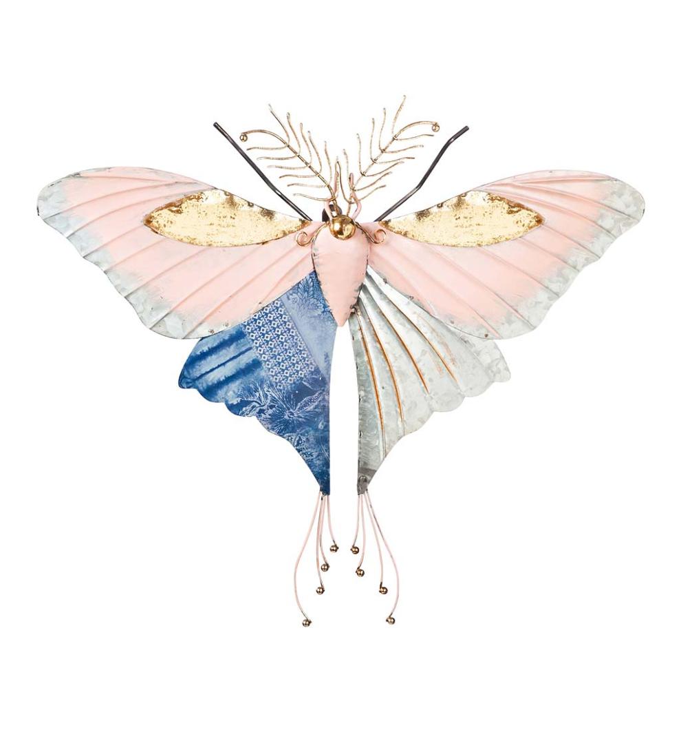 Plow &amp; Hearth Home Accents | Indoor Living Giant Metal Moth Wall Art - Pink
