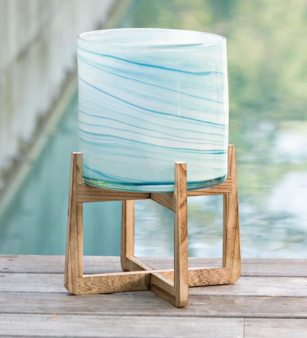 Plow &amp; Hearth Home Accents | Indoor Living Glass Planters On Stands