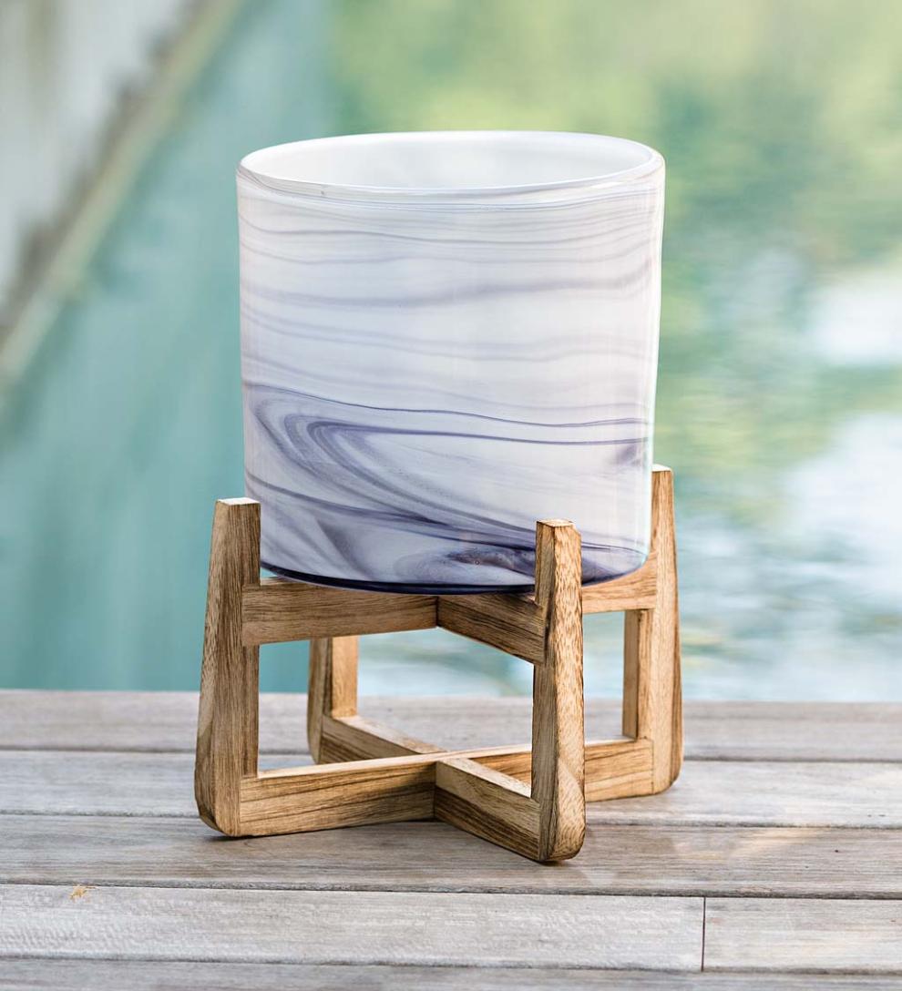 Plow &amp; Hearth Home Accents | Indoor Living Glass Planters On Stands