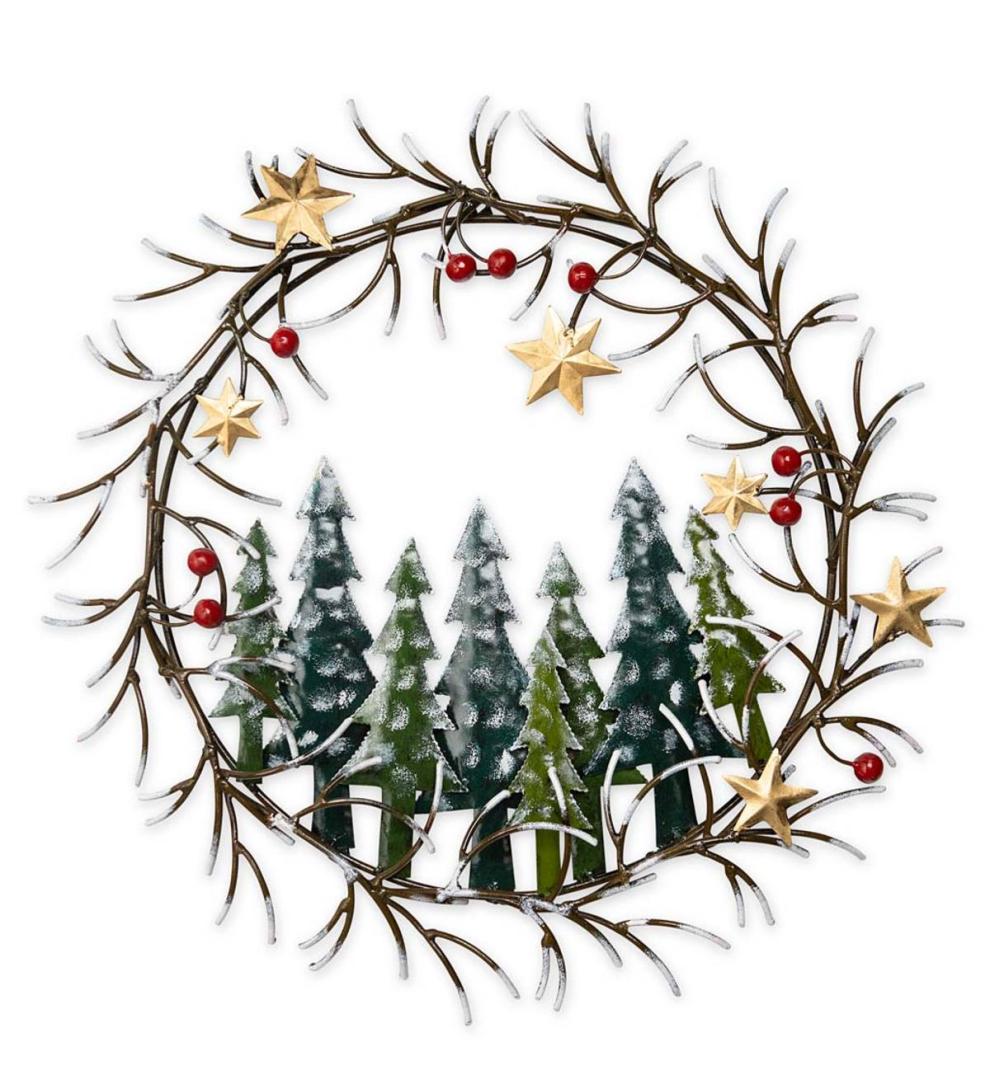 Plow &amp; Hearth Home Accents | Indoor Living Handcrafted Trees And Stars Metal Indoor/Outdoor Wreath