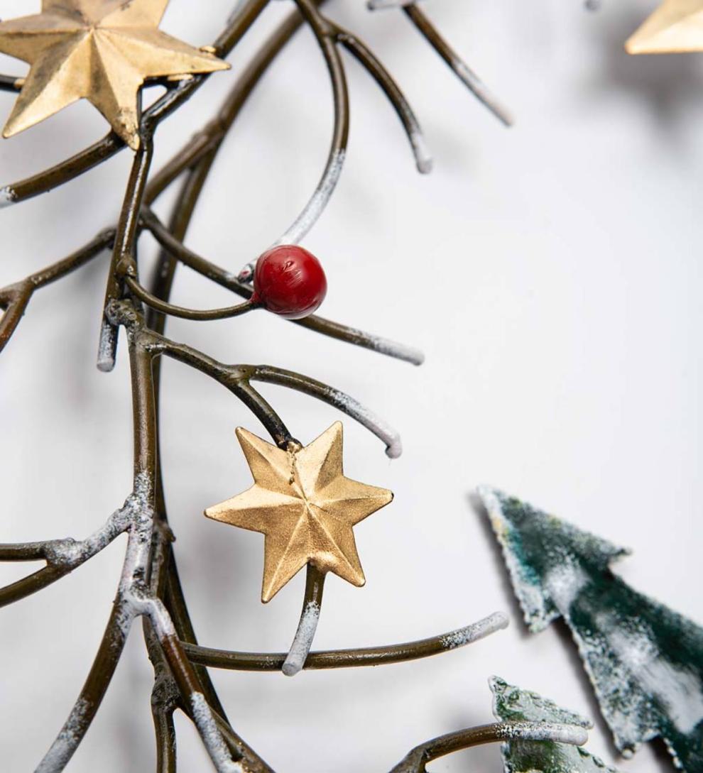 Plow &amp; Hearth Home Accents | Indoor Living Handcrafted Trees And Stars Metal Indoor/Outdoor Wreath