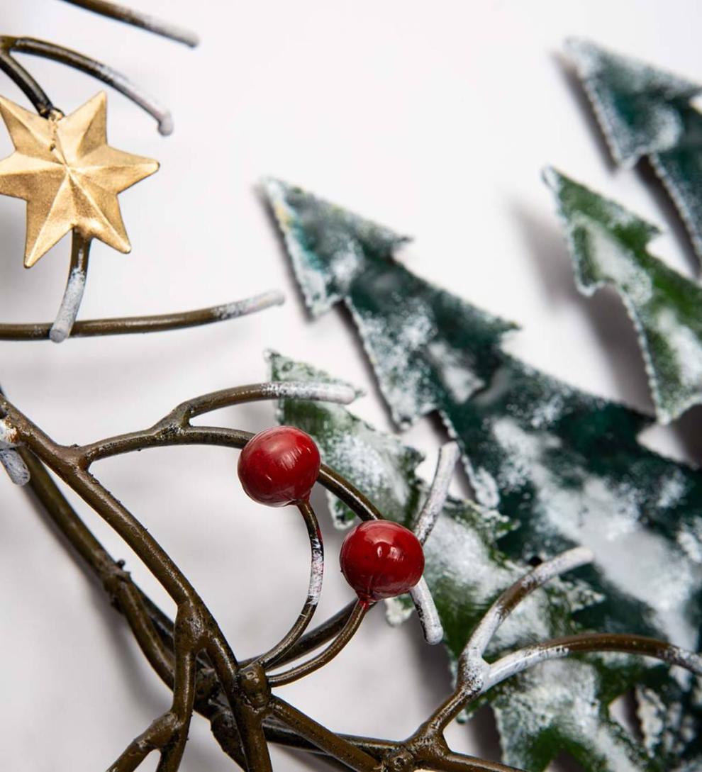 Plow &amp; Hearth Home Accents | Indoor Living Handcrafted Trees And Stars Metal Indoor/Outdoor Wreath