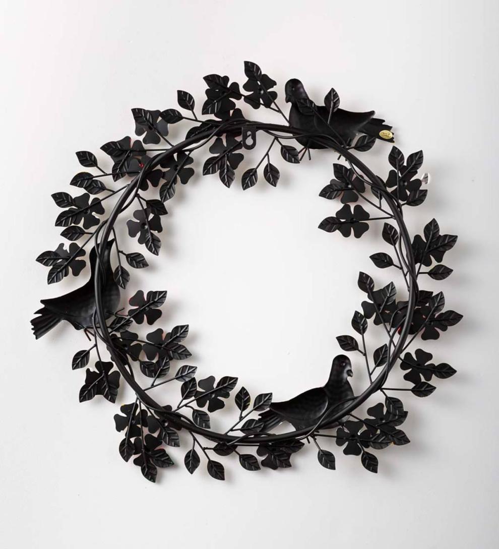 Plow &amp; Hearth Home Accents | Indoor Living Handmade Doves And Flowers Metal Wreath