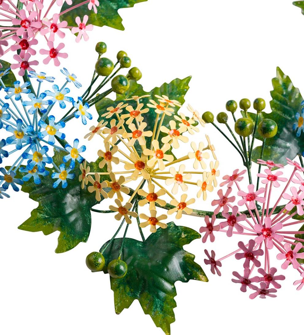 Plow &amp; Hearth Home Accents | Indoor Living Handmade Metal Floral Wreath In Spring Pastel Colors