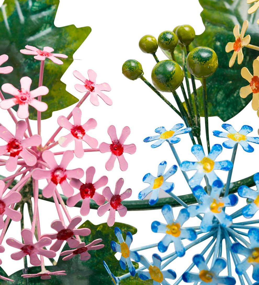 Plow &amp; Hearth Home Accents | Indoor Living Handmade Metal Floral Wreath In Spring Pastel Colors