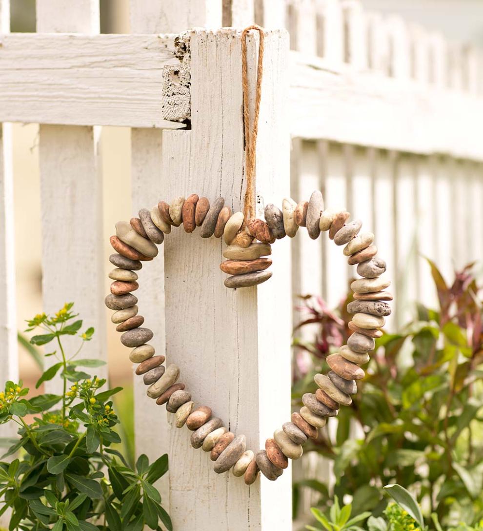 Plow &amp; Hearth Home Accents | Indoor Living Hanging Rock Heart Wreath