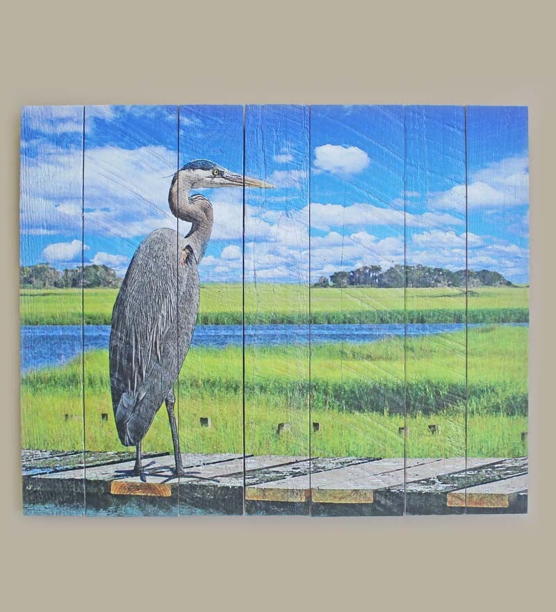 Plow &amp; Hearth Home Accents | Indoor Living Heron On Pier Mill Wood Wall Art®