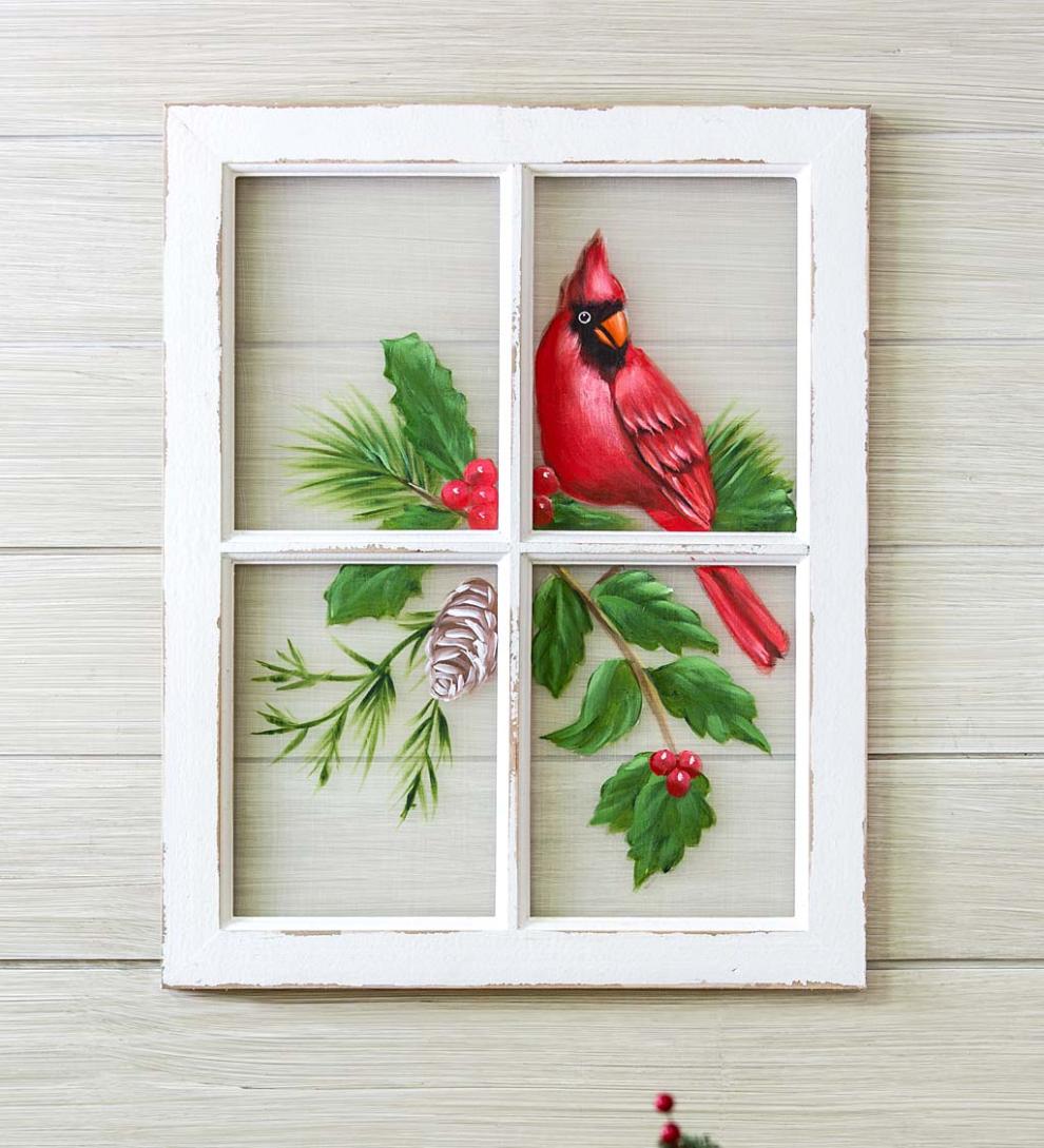 Plow &amp; Hearth Home Accents | Indoor Living Holiday Cardinal Window Wall Art