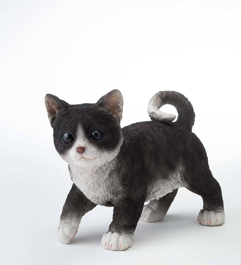 Plow &amp; Hearth Home Accents | Indoor Living Holiday Kitten Statue With Hat And Scarf