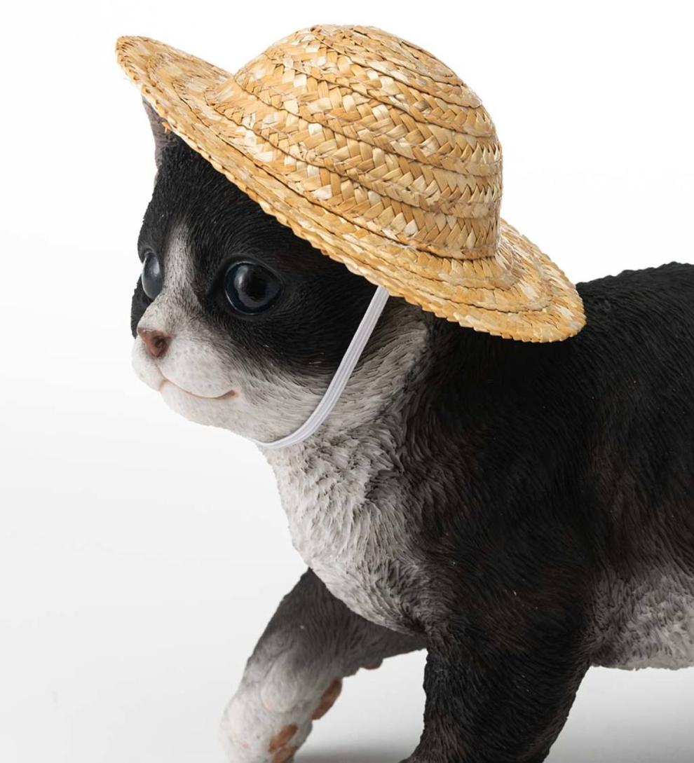 Plow &amp; Hearth Home Accents | Indoor Living Holiday Kitten Statue With Hat And Scarf