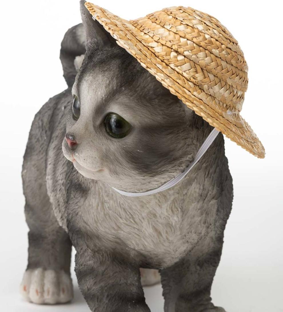 Plow &amp; Hearth Home Accents | Indoor Living Holiday Kitten Statue With Hat And Scarf