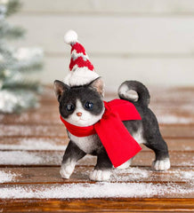 Plow &amp; Hearth Home Accents | Indoor Living Holiday Kitten Statue With Hat And Scarf
