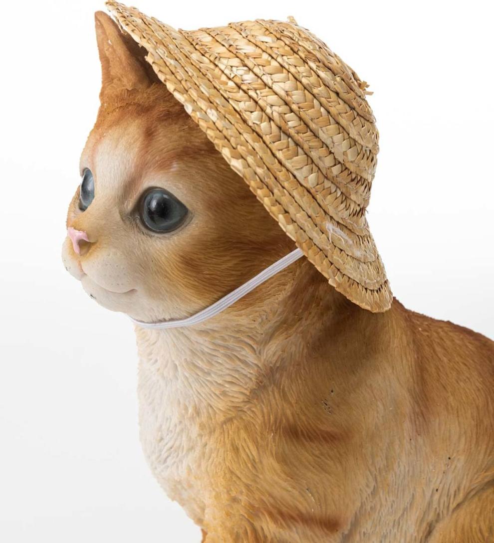 Plow &amp; Hearth Home Accents | Indoor Living Holiday Kitten Statue With Hat And Scarf