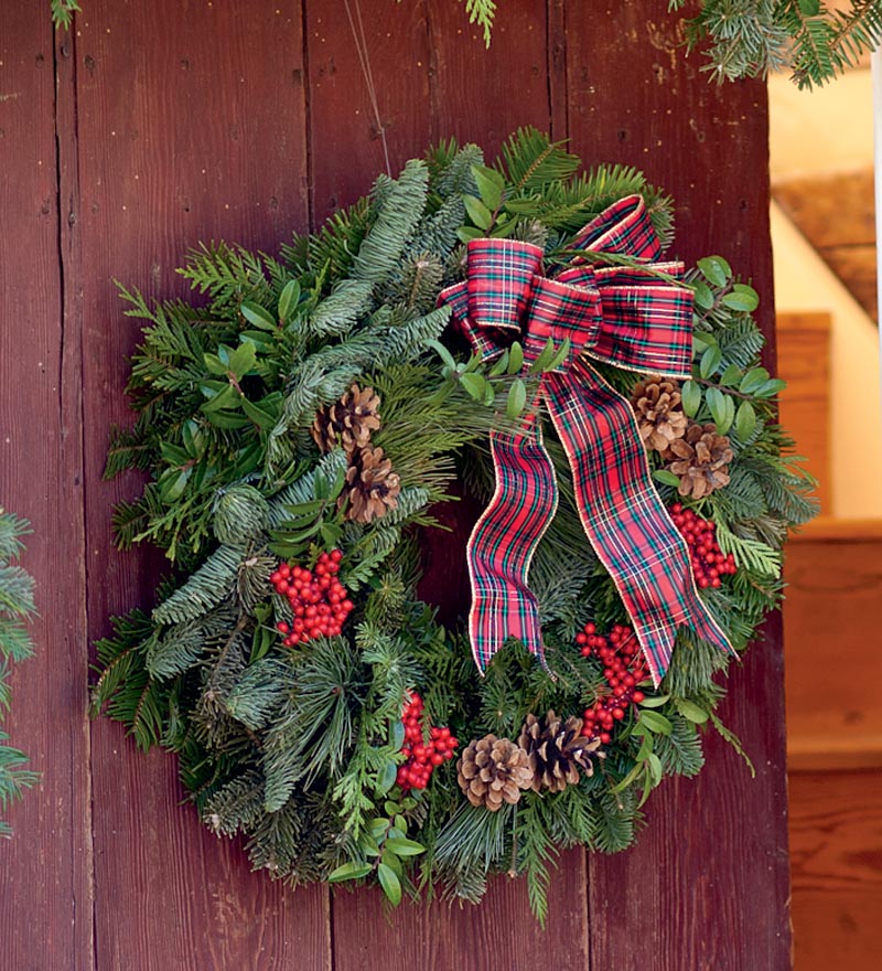 Plow &amp; Hearth Home Accents | Indoor Living Holiday Woodland Wreaths Handmade In The Pacific Northwest