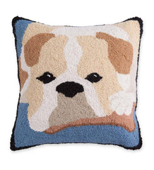 Plow &amp; Hearth Home Accents | Indoor Living Hooked Wool Bulldog Throw Pillow