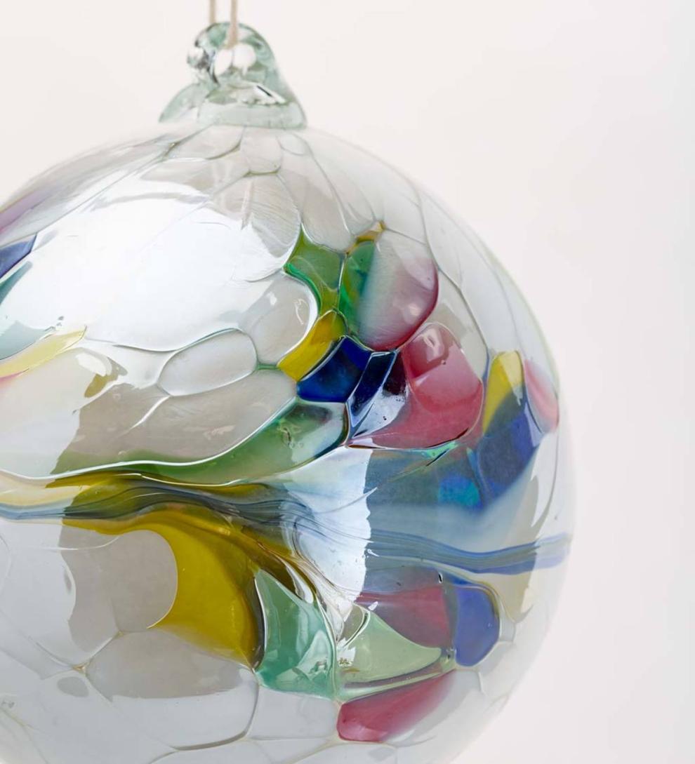 Plow &amp; Hearth Home Accents | Indoor Living Individually Hand-Blown Glass Globe Holiday Ornament - Blue