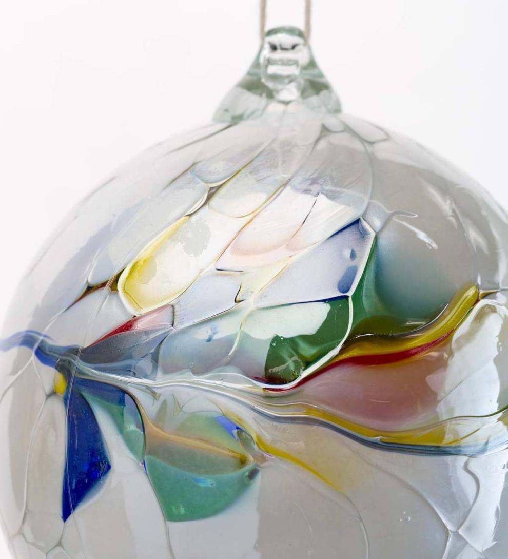 Plow &amp; Hearth Home Accents | Indoor Living Individually Hand-Blown Glass Globe Holiday Ornament - Blue