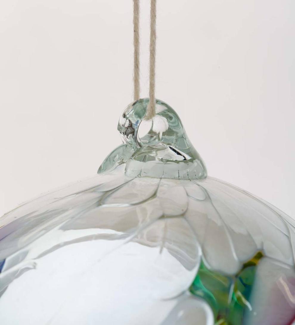 Plow &amp; Hearth Home Accents | Indoor Living Individually Hand-Blown Glass Globe Holiday Ornament - Blue