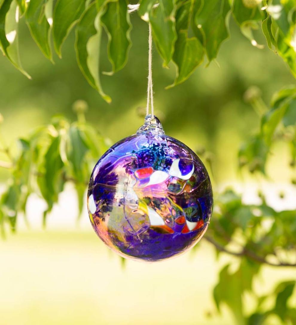 Plow &amp; Hearth Home Accents | Indoor Living Individually Hand-Blown Glass Globe Holiday Ornament - Blue