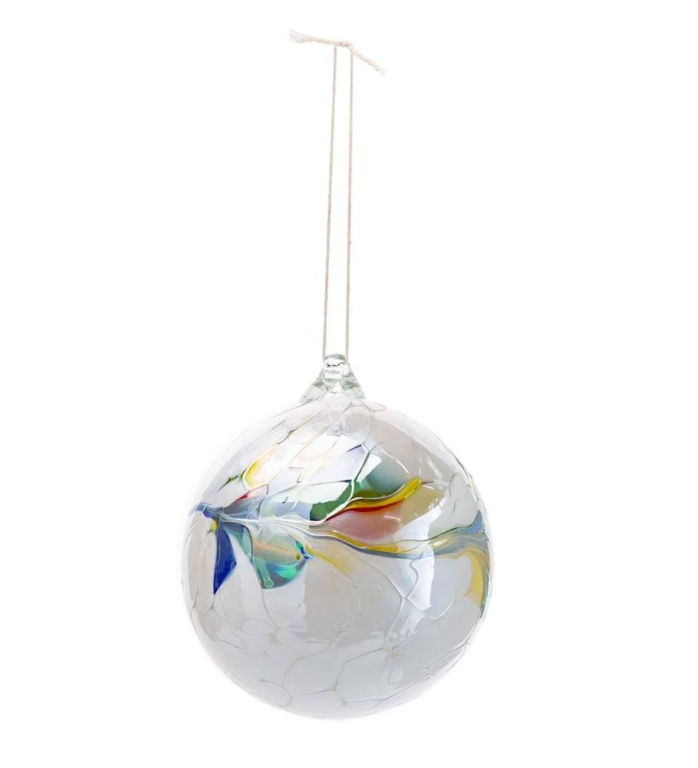 Plow &amp; Hearth Home Accents | Indoor Living Individually Hand-Blown Glass Globe Holiday Ornament - Blue