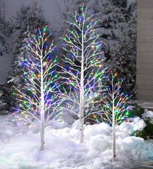 Plow &amp; Hearth Home Accents | Indoor Living Indoor/Outdoor Birch Tree With Warm White And Multicolor Lights